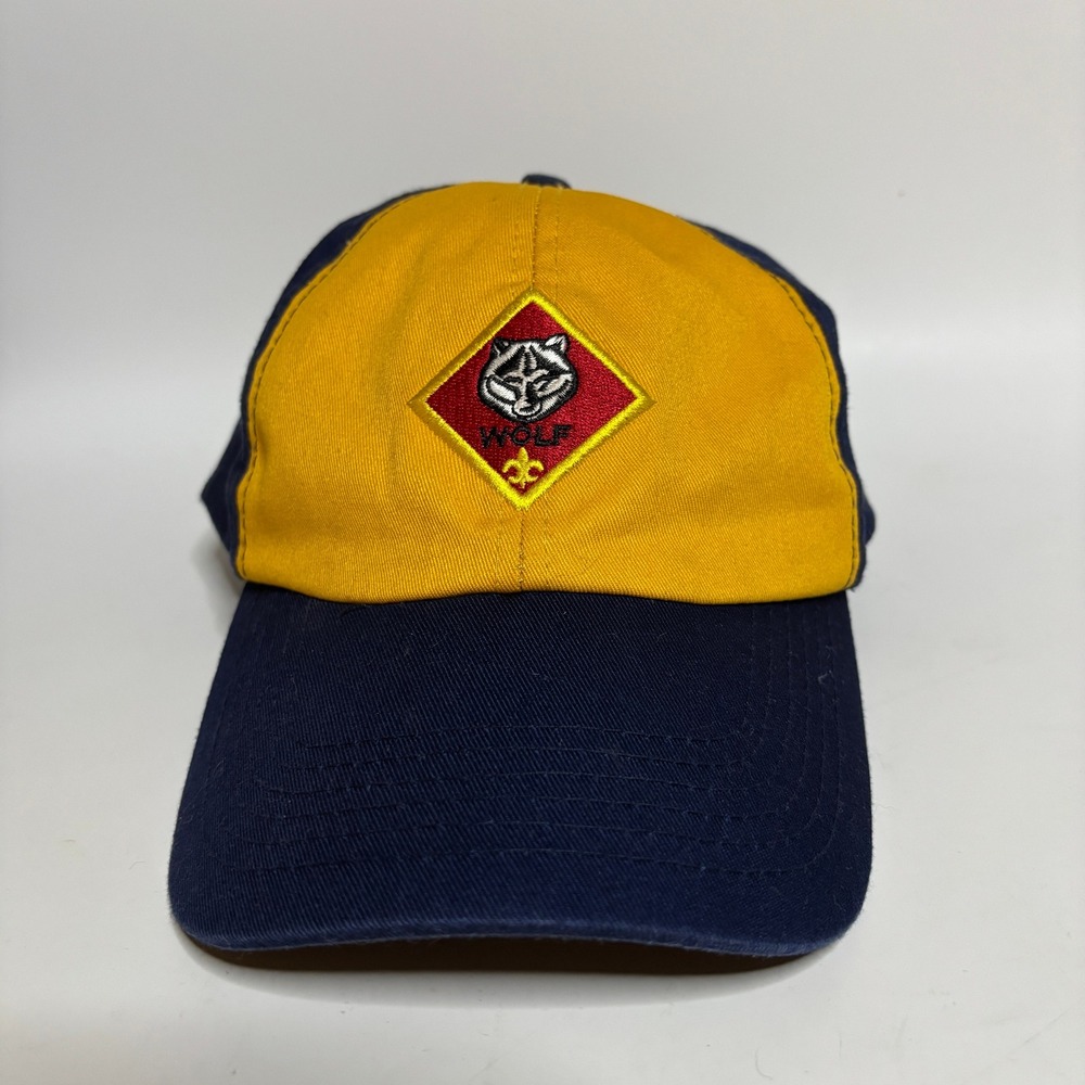 Boy Scouts of America Cub Scouts Wolf Twill Hat Kids M/L Navy Blue Yellow Cap